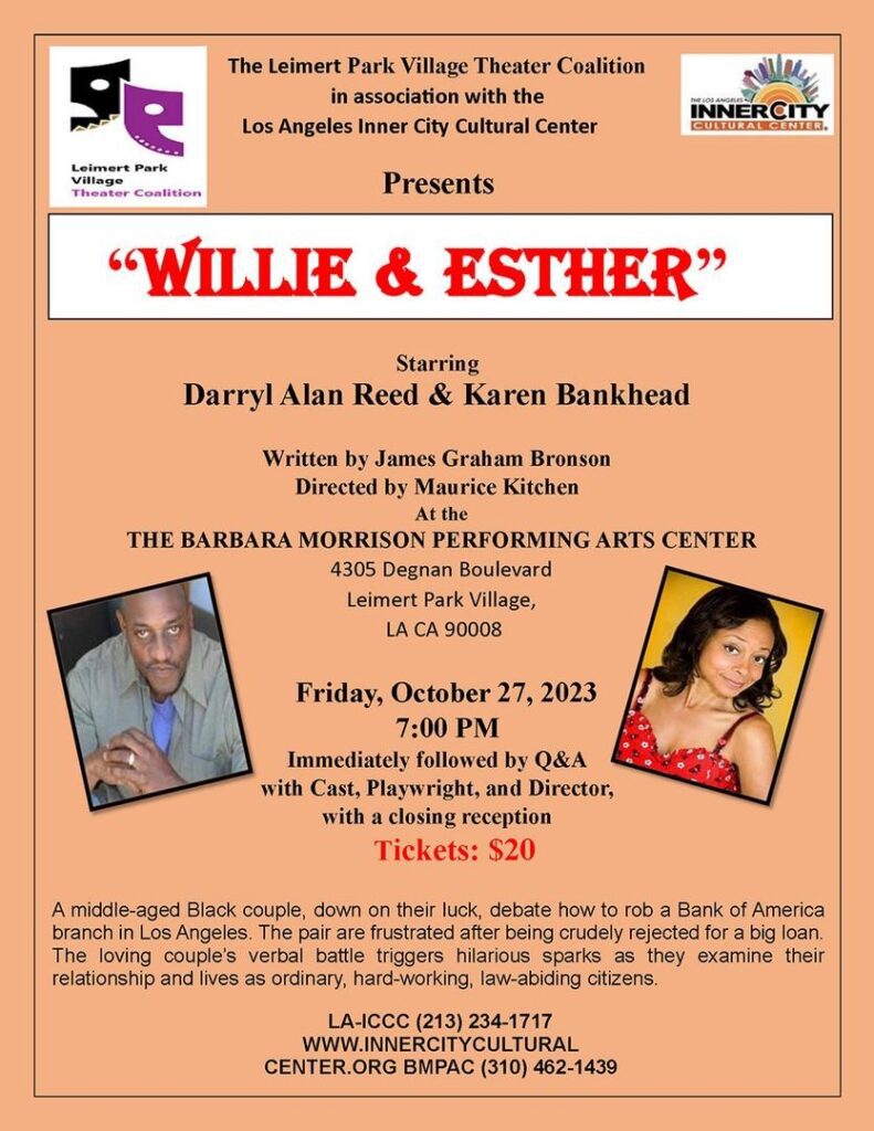 Theater play poster featuring "Willie & Esther".